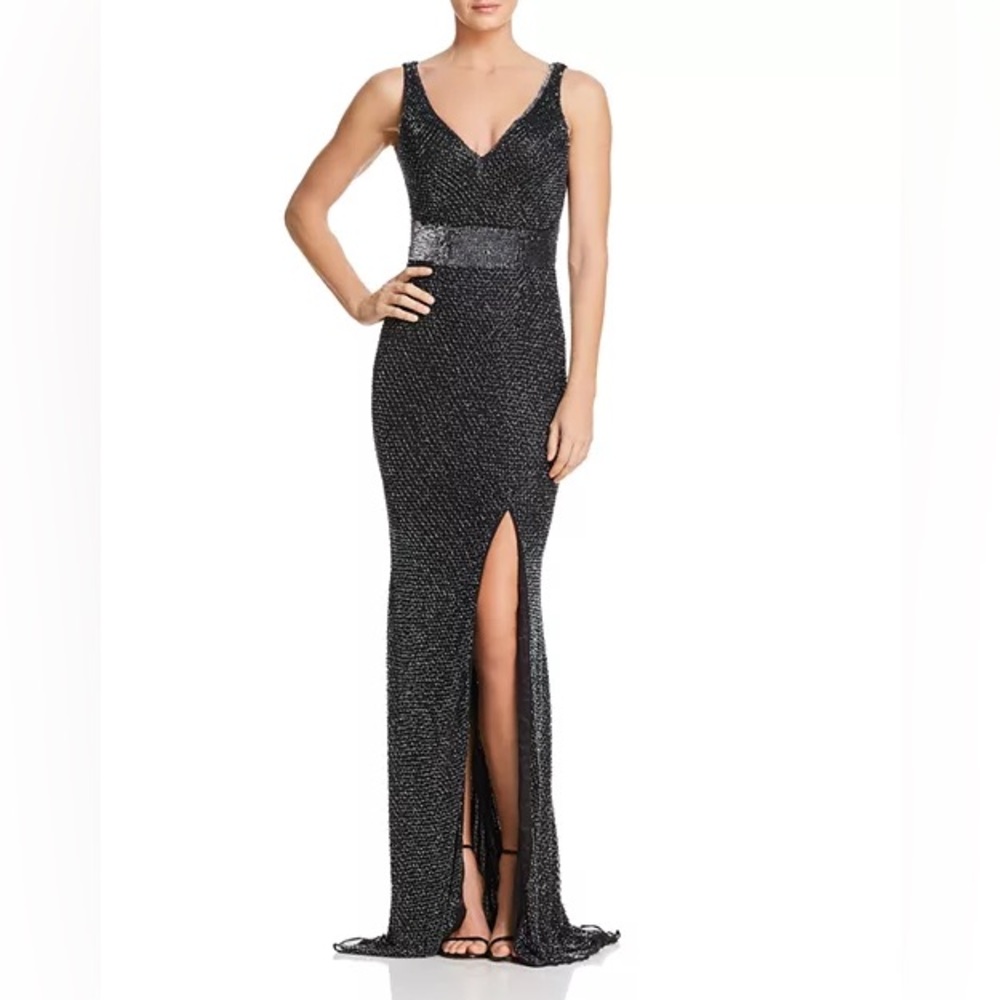 Mac Duggal Beaded Black Gown Size 2